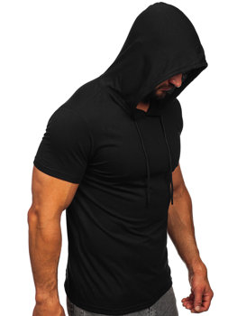 T-shirt con cappuccio senza stampa da uomo nera Bolf 8T957