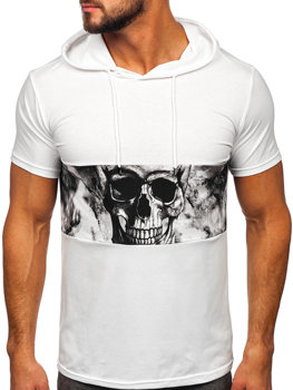 T-shirt con stampa con cappuccio da uomo bianca Bolf 8T971