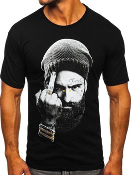 T-shirt con stampa da uomo nera Bolf 142175