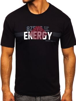 T-shirt con stampa da uomo nera Bolf 14333