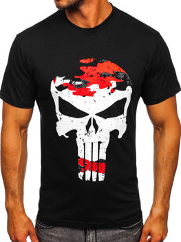 T-shirt con stampa da uomo nero-rossa Bolf 2098