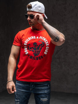 T-shirt con stampa da uomo rossa Bolf Y70015