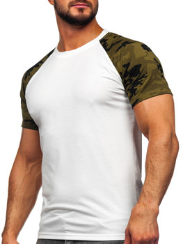 T-shirt da uomo bianco-mimetica Bolf 8T82