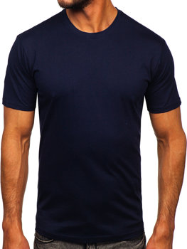 T-shirt di cotone da uomo blu Bolf 0001