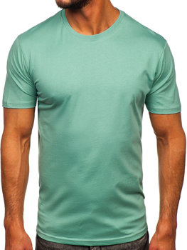 T-shirt di cotone da uomo verde menta Bolf 0001