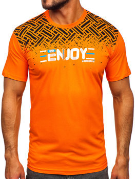 T-shirt in cotone con stampa da uomo arancione Bolf 14720