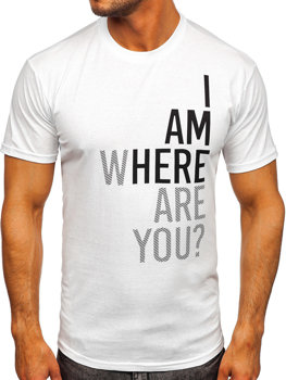 T-shirt in cotone con stampa da uomo bianca Bolf 0404T