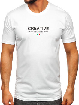 T-shirt in cotone con stampa da uomo bianca Bolf 14759