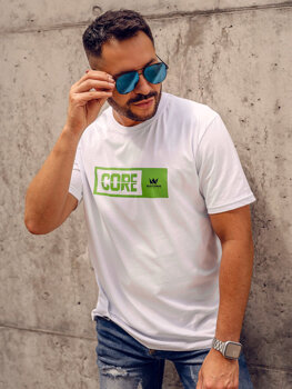 T-shirt in cotone con stampa da uomo bianca Bolf 14790A