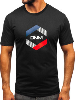 T-shirt in cotone con stampa da uomo nera Bolf 14741