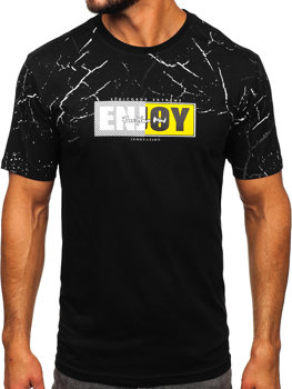 T-shirt in cotone con stampa da uomo nera Bolf 147737