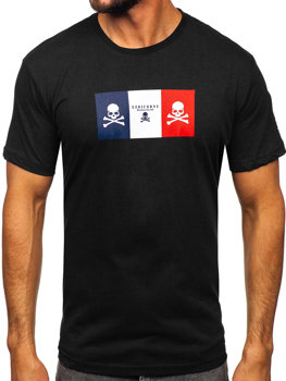 T-shirt in cotone con stampa da uomo nera Bolf 14784