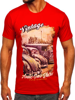 T-shirt in cotone con stampa da uomo rossa Bolf 143001