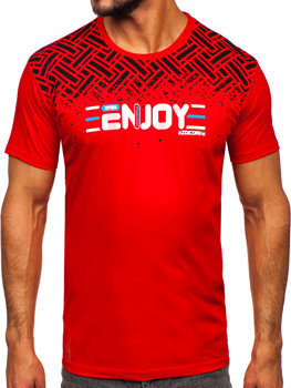 T-shirt in cotone con stampa da uomo rossa Bolf 14720