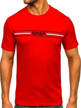 T-shirt in cotone con stampa da uomo rosso Bolf 5052
