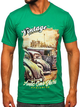 T-shirt in cotone con stampa da uomo verde Bolf 143001