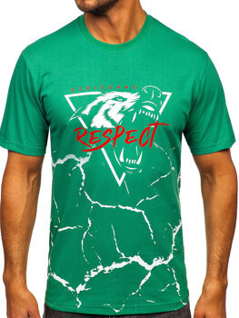 T-shirt in cotone con stampa da uomo verde Bolf 5035