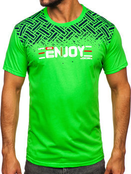 T-shirt in cotone con stampa da uomo verde-fluorescente Bolf 14720