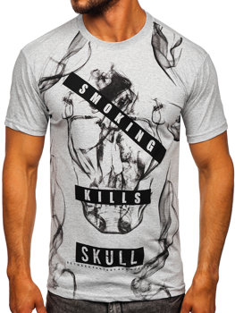 T-shirt in cotone da uomo grigia Bolf 14701