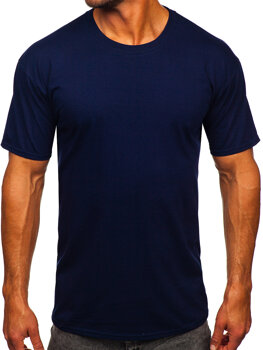T-shirt in cotone senza stampa da uomo blu Bolf B459