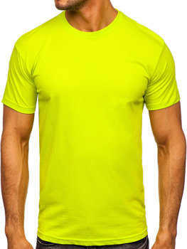 T-shirt in cotone senza stampa da uomo giallo-fluorescente Bolf 192397