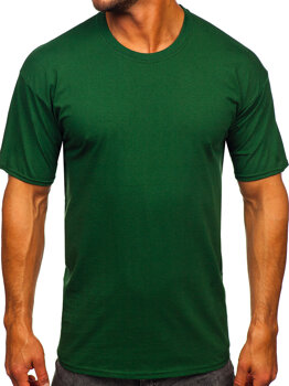 T-shirt in cotone senza stampa da uomo verde scuro Bolf B459