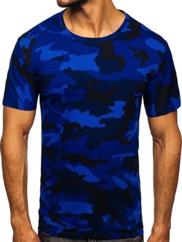 T-shirt mimetica da uomo blu Bolf S807