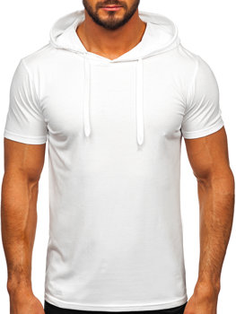 T-shirt senza stampa con cappuccio da uomo bianca Bolf 8T89