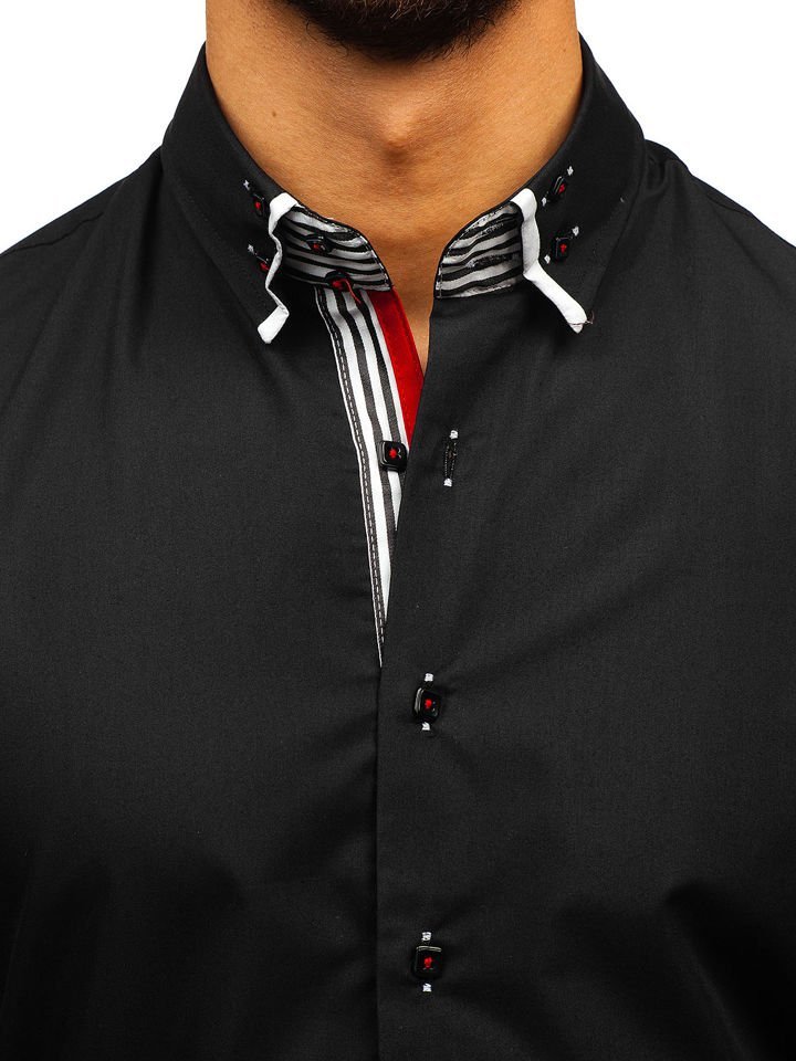 camicia nera uomo maniche corte