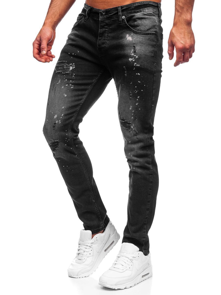 Pantaloni in jeans regular fit da uomo neri Bolf R914