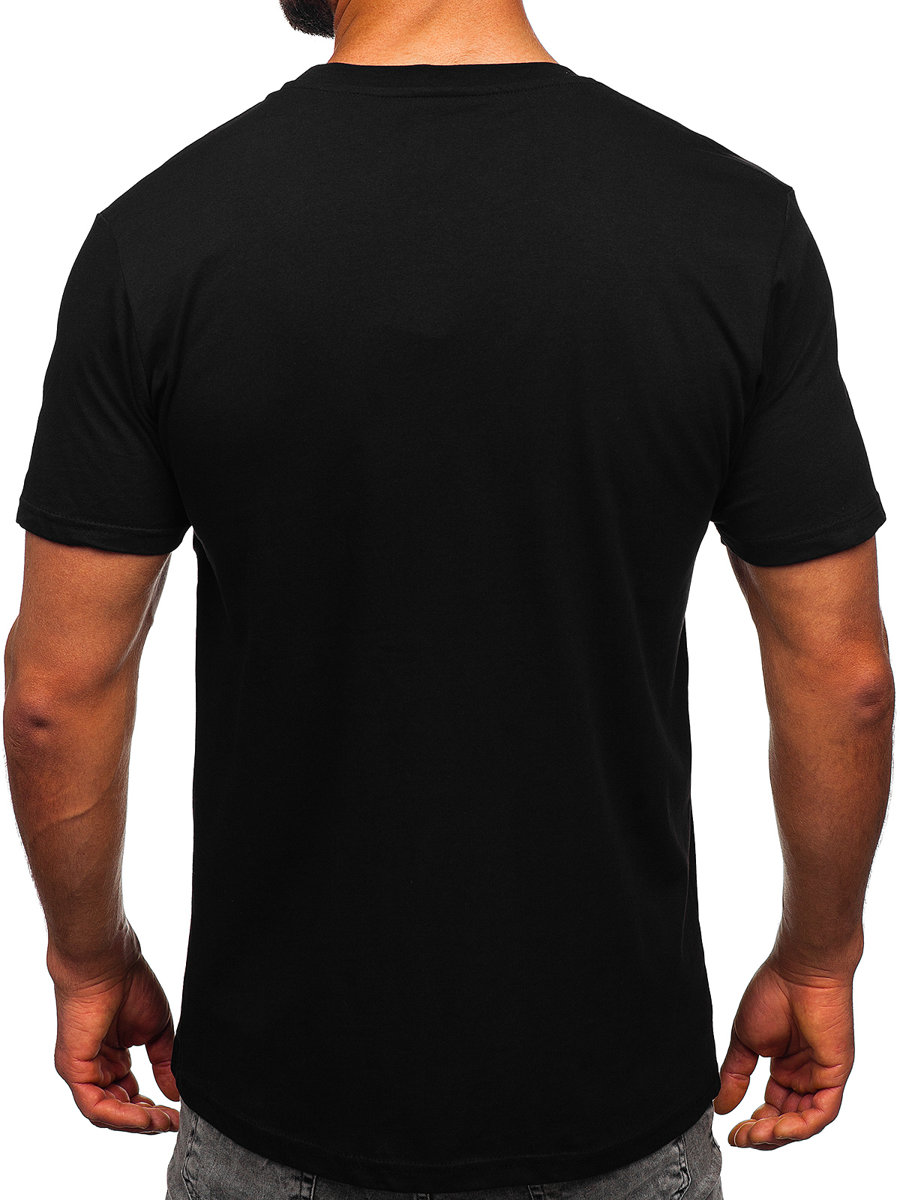 T-shirt senza stampa da uomo nera Bolf 14291 NERO
