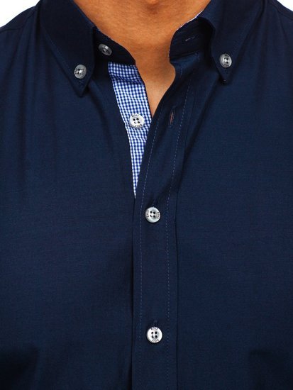 Camicia a manica lunga da uomo blu Bolf 20719