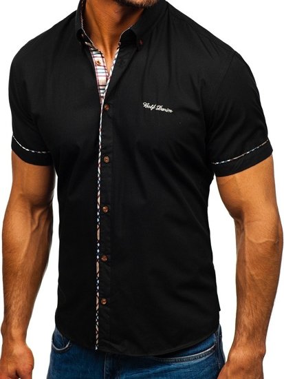 Camicia elegante a manica corta da uomo nera Bolf 5509-1