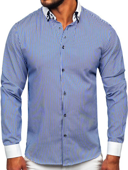 Camicia elegante a manica lunga da uomo azzurra Bolf 0909