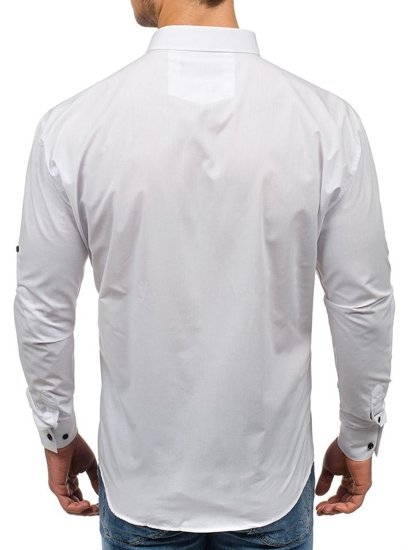 Camicia elegante a manica lunga da uomo bianca Bolf 0780