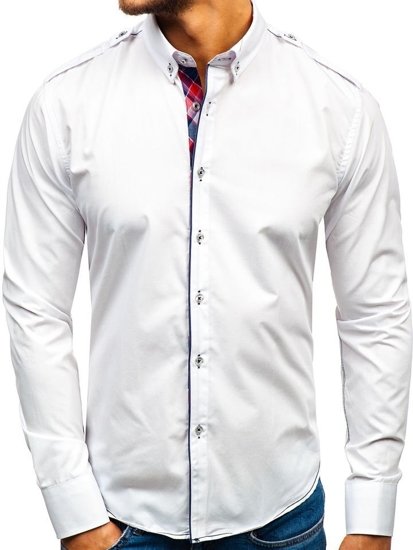 Camicia elegante a manica lunga da uomo bianca Bolf 1758
