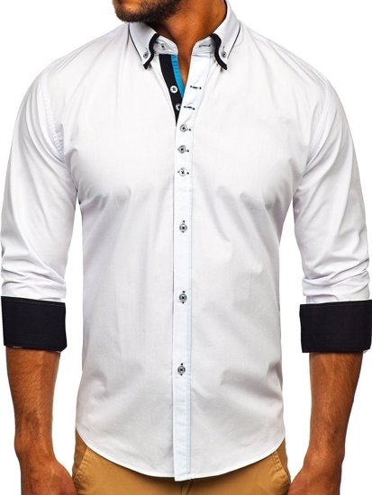 Camicia elegante a manica lunga da uomo bianca Bolf 3708