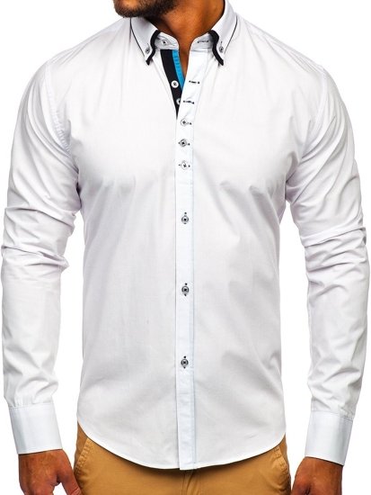 Camicia elegante a manica lunga da uomo bianca Bolf 3708