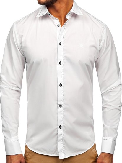 Camicia elegante a manica lunga da uomo bianca Bolf 4719