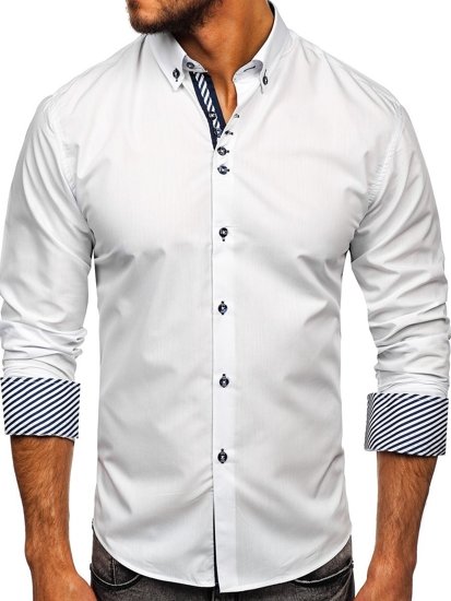 Camicia elegante a manica lunga da uomo bianca Bolf 5796
