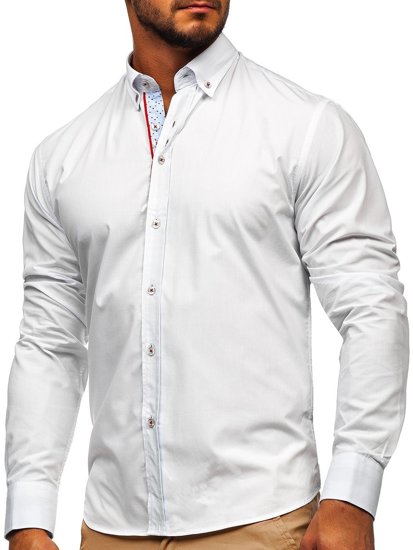 Camicia elegante a manica lunga da uomo bianca Bolf 8839