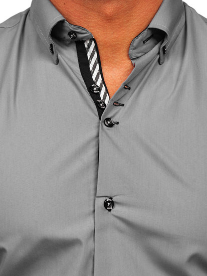 Camicia elegante a manica lunga da uomo grigia Bolf 5796-1