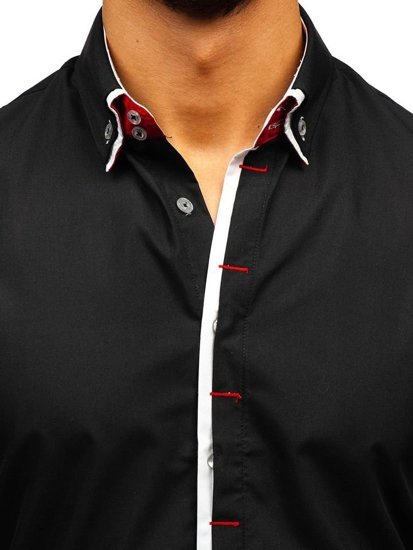 Camicia elegante a manica lunga da uomo nera Bolf 2767