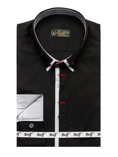 Camicia elegante a manica lunga da uomo nera Bolf 2767