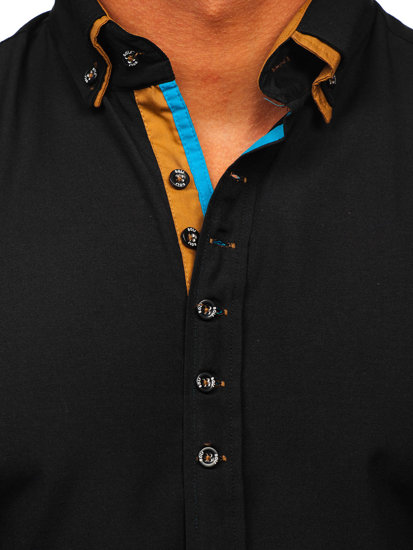 Camicia elegante a manica lunga da uomo nera Bolf 3708-1