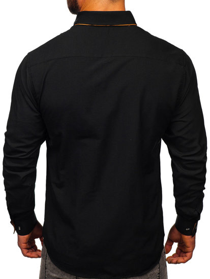 Camicia elegante a manica lunga da uomo nera Bolf 3708-1