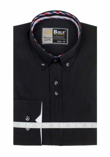 Camicia elegante a manica lunga da uomo nera Bolf 5820
