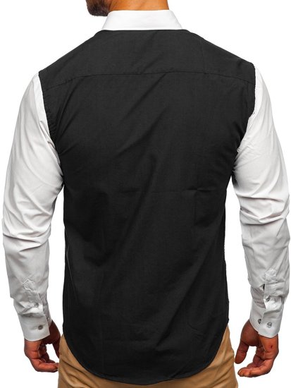 Camicia elegante a manica lunga da uomo nera Bolf 6919