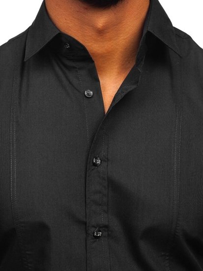 Camicia elegante a manica lunga da uomo nera Bolf 6944