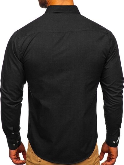 Camicia elegante a manica lunga da uomo nera Bolf 7720